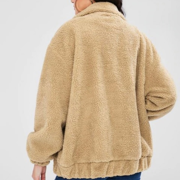 Brown/camel Zip-Up Teddy Coat - Picture 2 of 3